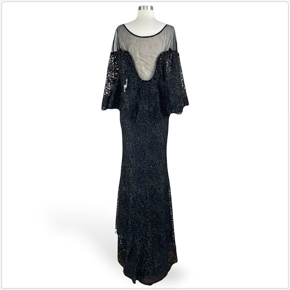 Mac Duggal Beaded Lace Cape Mermaid Train Evening Formal Dress Gown NWT New 6 - Picture 8 of 10